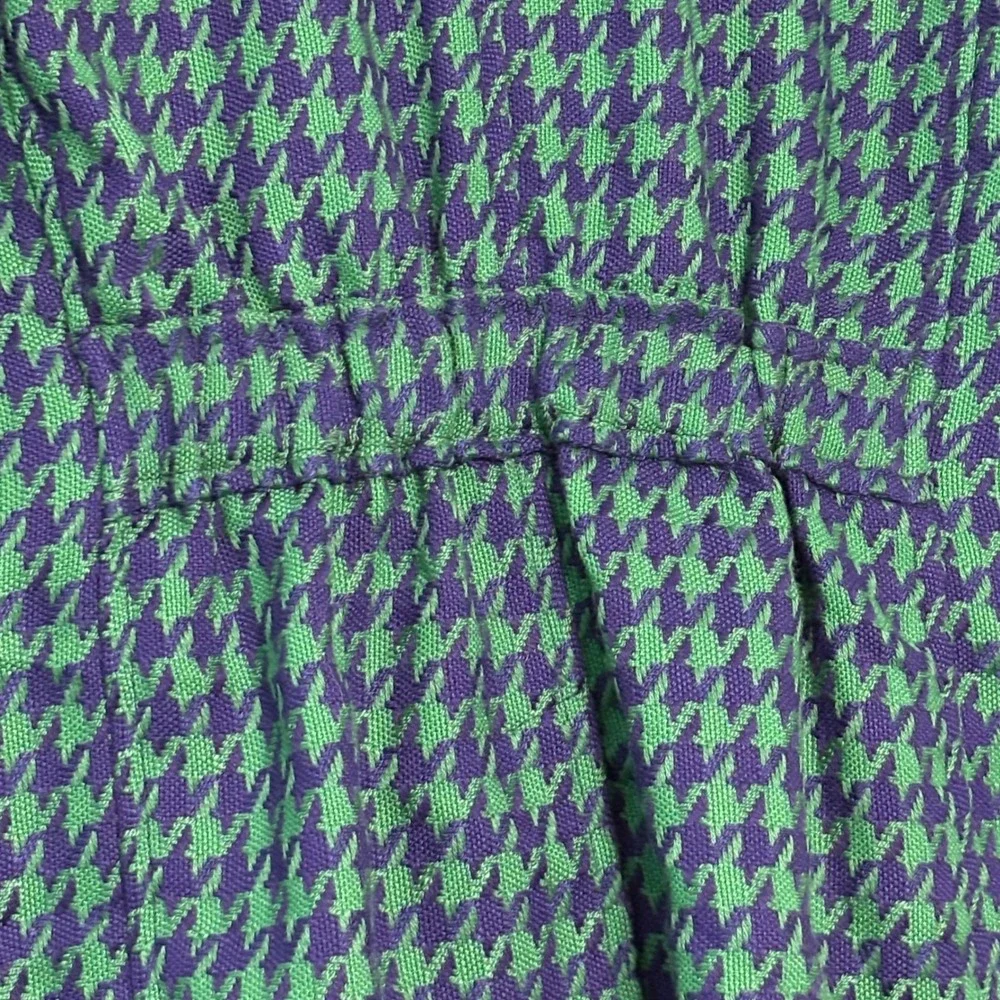 Joan Rivers Green Purple Houndstooth Blazer Jacket with Elbow Patches Size 10